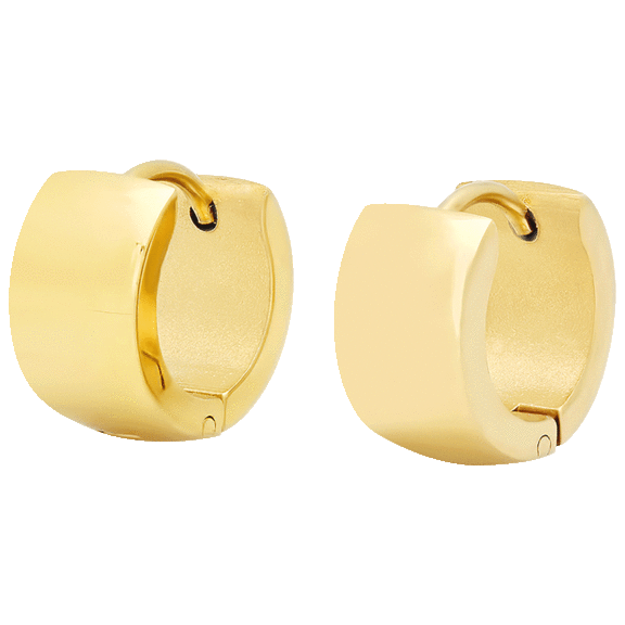 3-Pack: SteelTime Thick Huggie Ears 18K Plated Stainless Steel