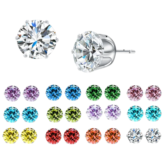 Opaloid Gems® 12 Piece Stud Earring Set With Austrian Crystals