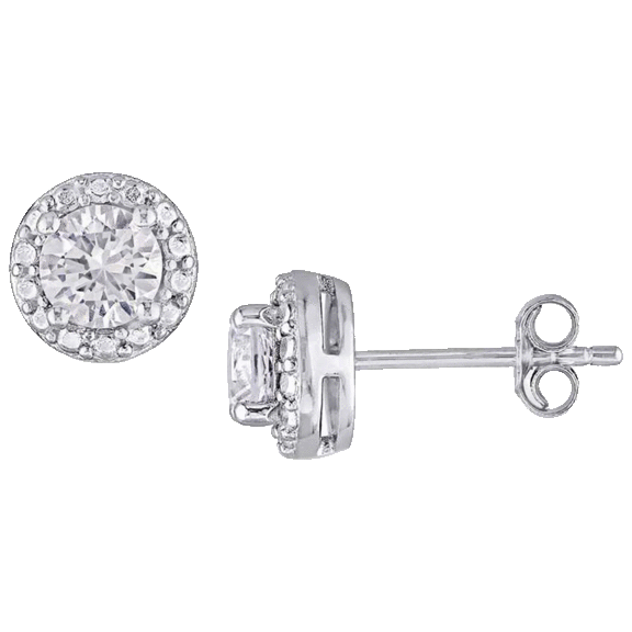 Savvy Cie Genuine Diamond Halo Stud Earrings