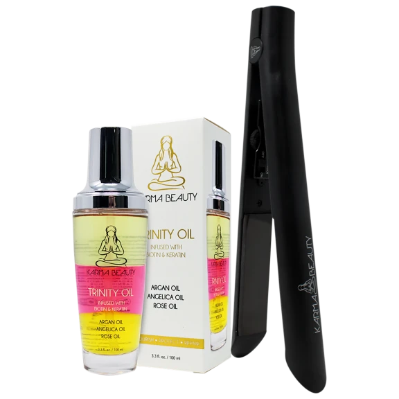 2-Pack: Karma Beauty Hair Serum and Supreme Ceramic Flat Iron