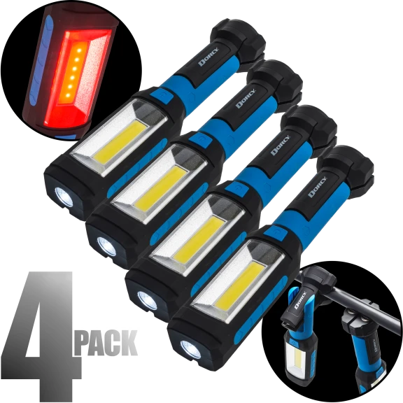 4-Pack: LED Flashlight/Worklight with Magnetic Base