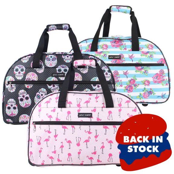 Betsey Johnson Designer Carry On Rolling Duffel Bag with Telescoping Handle