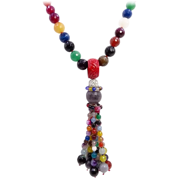 Savvy Cie Multi Color Genuine Agate Necklace