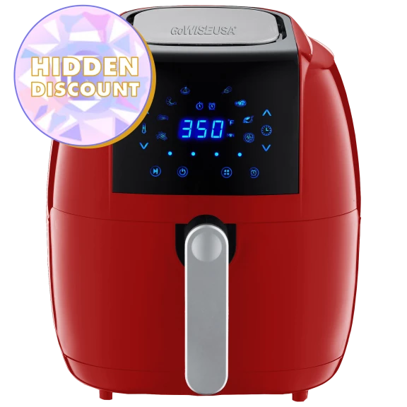 GoWise 8-in-1 5-Quart Digital Air Fryer with Divider - Red