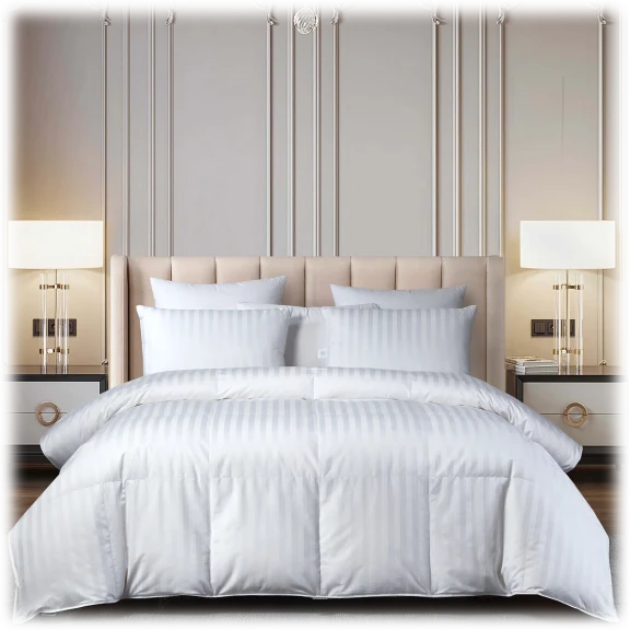 Beautyrest 500-Thread Count Damask Strip US Grown Cotton Hungarian Goose Down