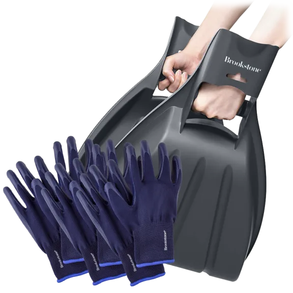 Brookstone Plastic Garden Hand Scoops and 3 Pairs of Garden Gloves