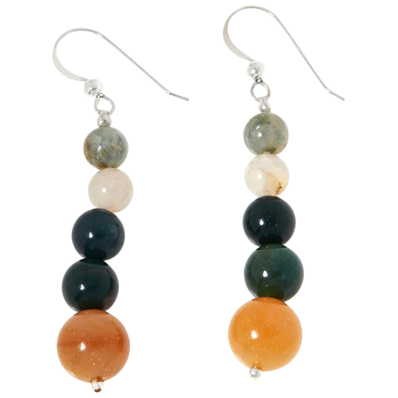 Jay King Multicolor Agate and Chalcedony Bead Drop Earrings