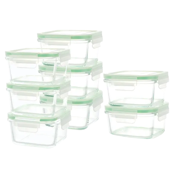 Kinetic Go Green 16-Piece Square Glass Food Storage Set (18oz)