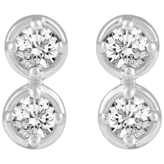 Prime and Pure 1/4 ctw CZ Duo Earrings set in 925 Sterling Silver