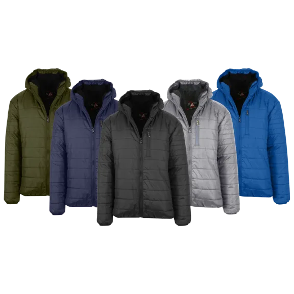 Men's Sherpa-Lined Hooded Puffer Jacket