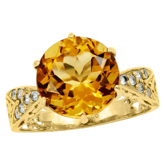 Savvy Cie 12 Carat Genuine Citrine Statement Ring