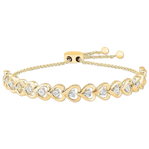 Niss & Niflaot Jewelry 18K Yellow Gold Plated Heart Diamond Bolo Bracelet