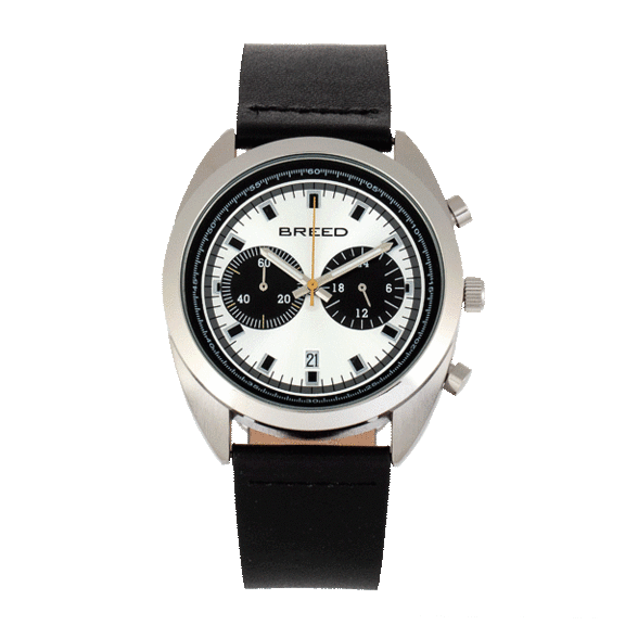 Breed Racer Chronograph Leather-Band Watch with Date Display