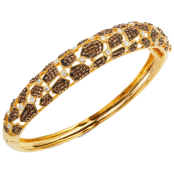 Savvy Cie 18k Gold Sterling Silver Animal Print Crystal Bangle