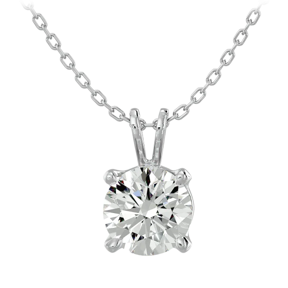 1.0 Carat TW Moissanite Necklace in Solid 14K White Gold