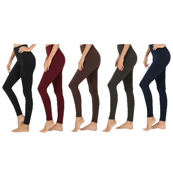 5-Pack: Women's Premium Fleece-Lined Leggings in Black & Assorted Colors