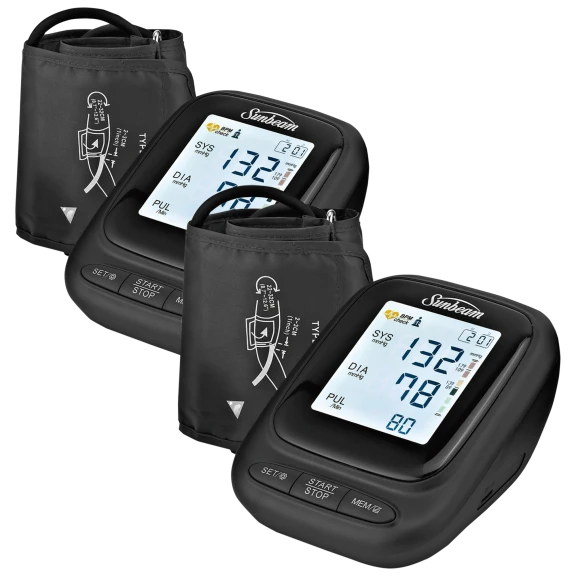 2-Pack: Sunbeam Upper Arm Blood Pressure Monitor with Voice Broadcast Technology