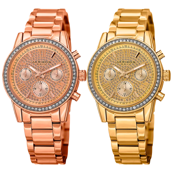 Akribos XXIV Women's Swiss Quartz Multifunction Crystal Bracelet Watch