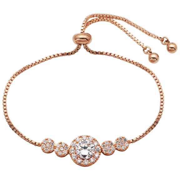 Morgan & Paige Rose Gold Plated CZ Circles Bolo Bracelet