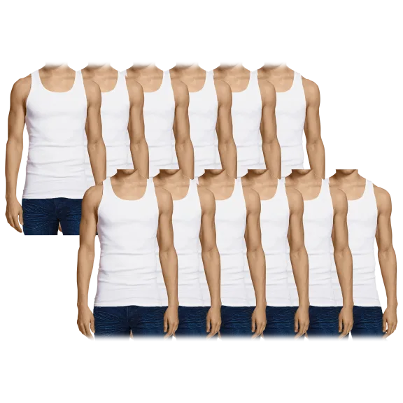 12-Piece Men's Classic Ribbed Dry Tech Tank Tops