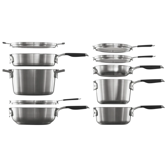 Calphalon Select 10-Piece Space-Saving Stainless Steel Cookware Set