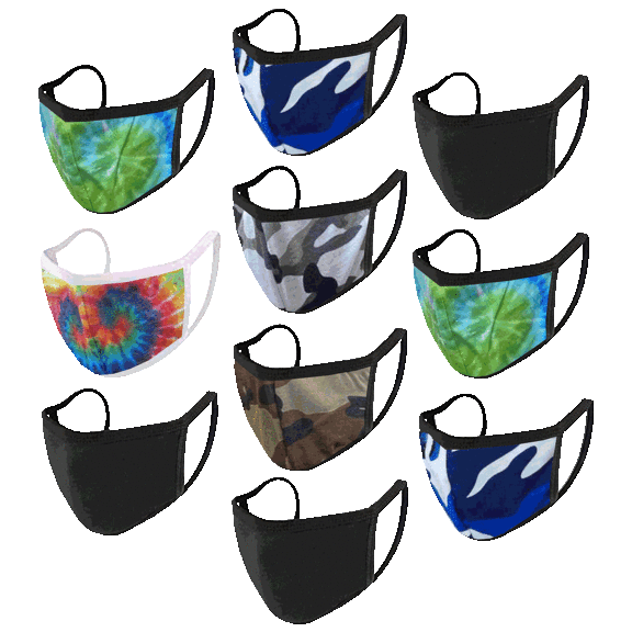 Non-Medical Reusable 2-Ply Fabric Face Masks (10 or 20 Pack)