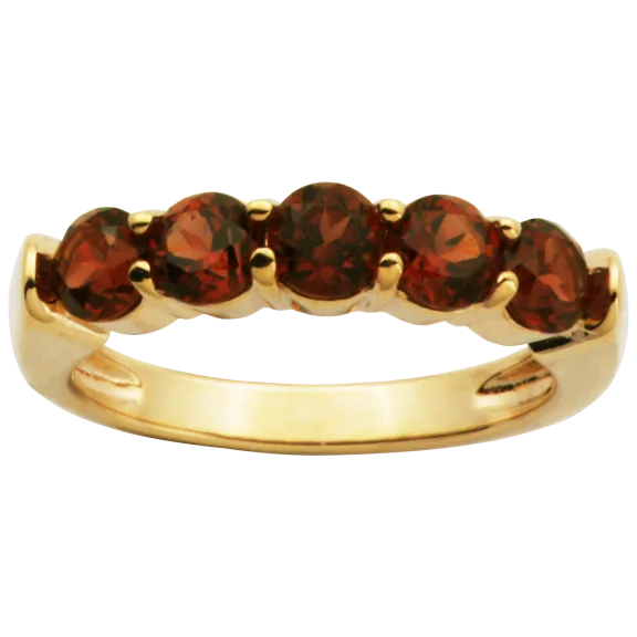Morgan & Paige 14K Gold Plated Over Silver Genuine Garnet Stackable 5 Stone Ring
