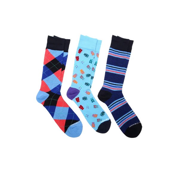 Unsimply Stitched 3-Pack Dress Socks "Teddy"