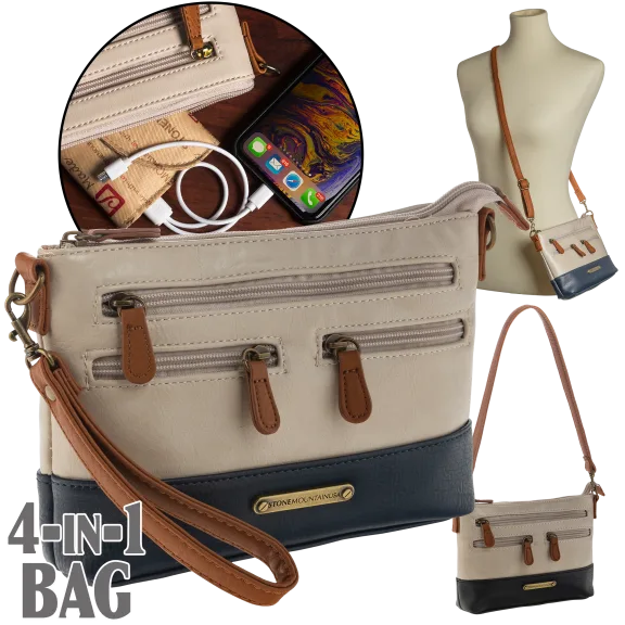 Stone Mountain 4-In-1 Genuine Leather Charging Handbag