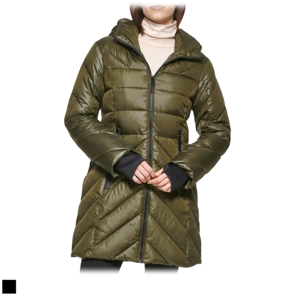 Kenneth Cole New York 3/4 Length Women's Quilted Puffer Coat