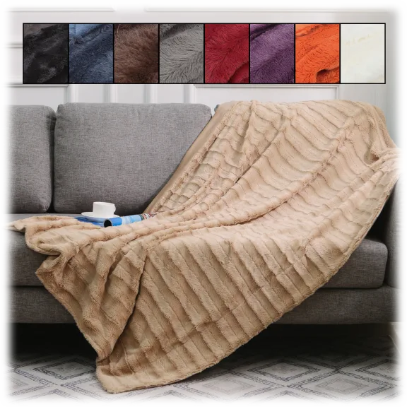 Cheer Collection Faux Fur 60" x 50" Throw Blanket