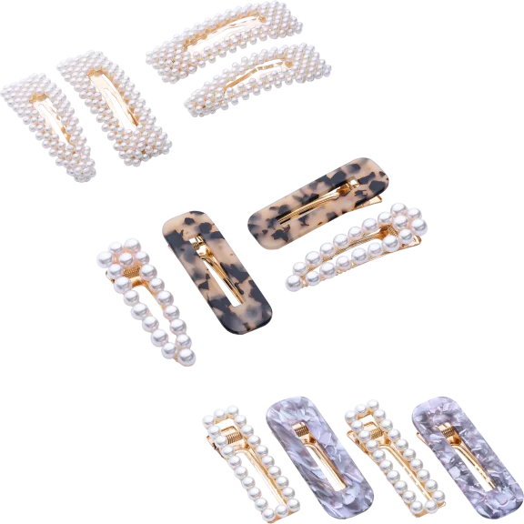 12-pack: "Ocean's Jewel" Pearl Hair Clip Variety Set