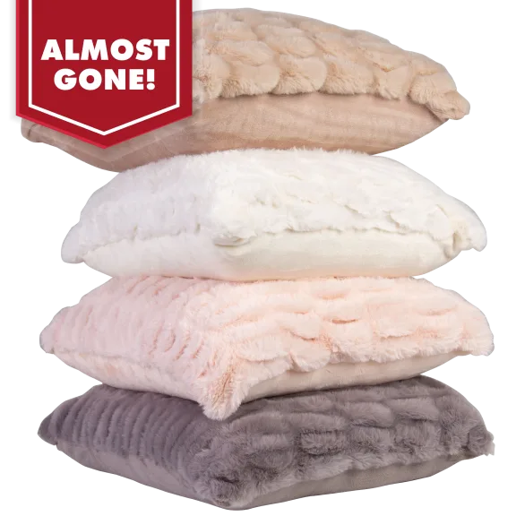 2-Pack: August & Leo Luxe Ruched Faux Fur 20" X 20" Pillows