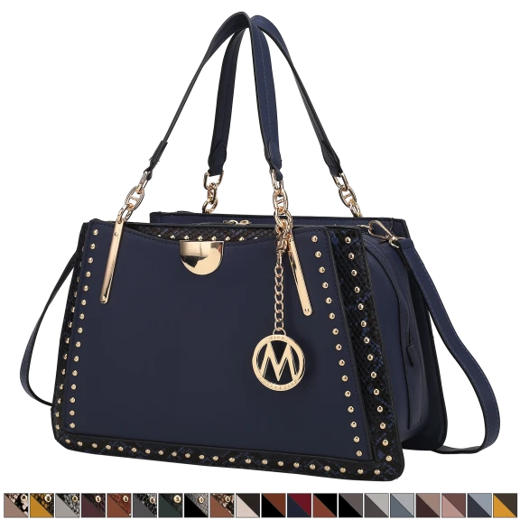 MKF Collection Aubrey Vegan Leather Multi-Compartment Satchel Handbag