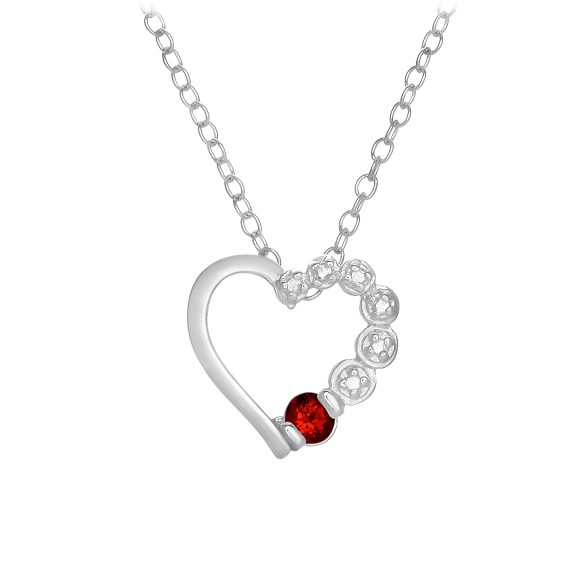 Heart Necklace with Ruby Accent