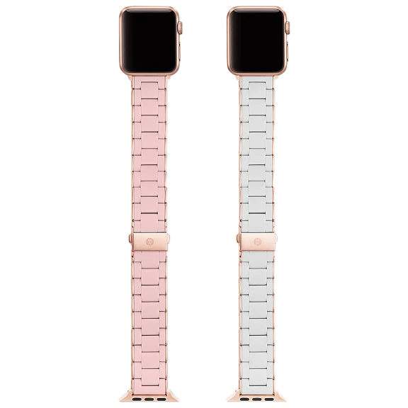 2-Pack: Michele Women's Stainless Steel And Silicone Band for Apple Watch Set