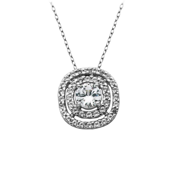Morgan & Paige Sterling Silver White Sapphire Halo Pendant