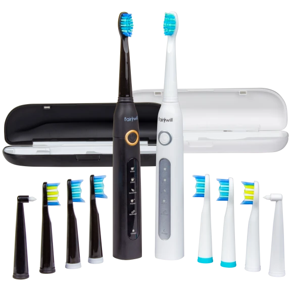 Fairywill Electric Toothbrush "Duo" Set (2 Bases, 8 Brush Heads, 2 Interdentals)