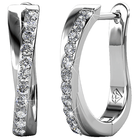 Cate & Chloe Amaya Swarovski Crystal Crossover Earrings in 18K Gold Plating