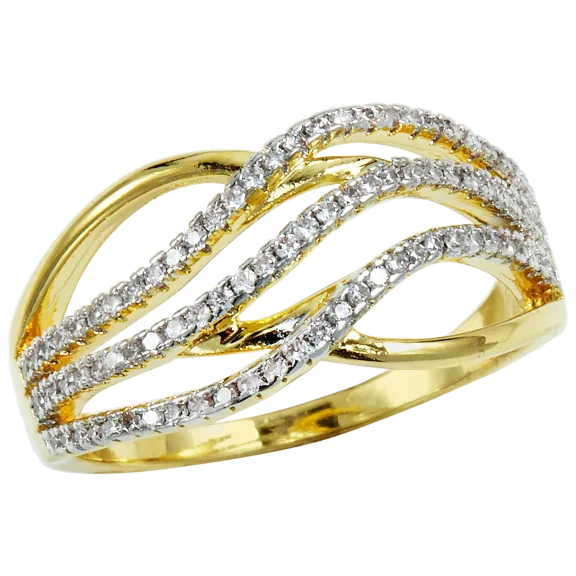 Savvy Cie 14K Gold Plated Multi Stacked CZ Band