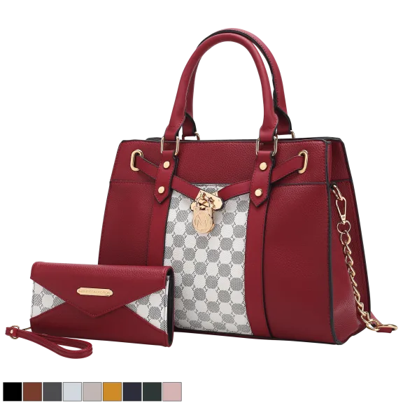 MKF Collection Christine Circular Print Satchel & Wallet Set by Mia K