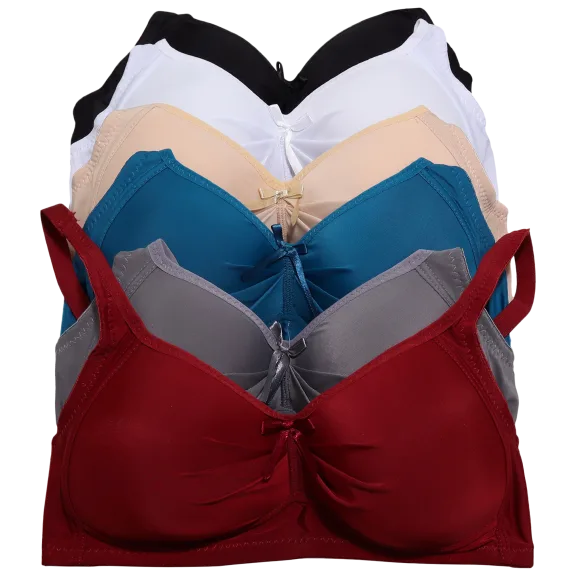 6-Pack: Angelina Wire-free Full Coverage Bras with Adjustable Straps