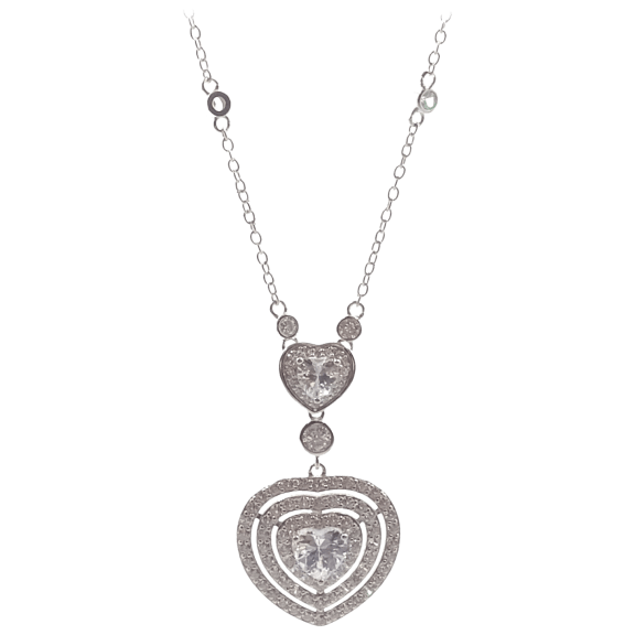 Savvy Cie Sterling Silver 6 Carat Bold Statement Heart Necklace