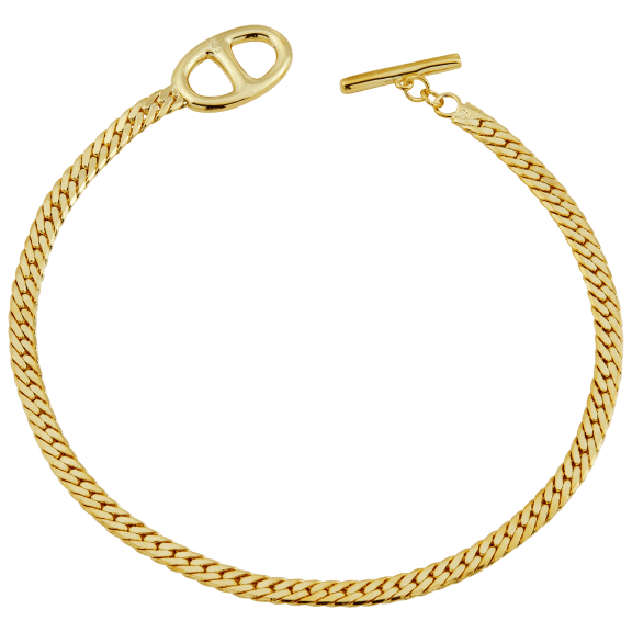 Savvy Cie 18K Gold Plated Mariner Herringbone Bracelet