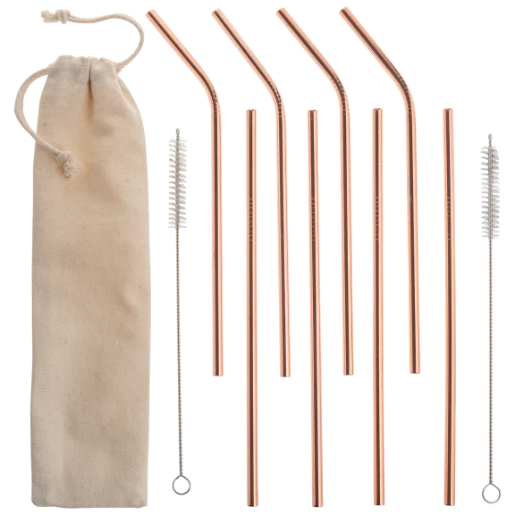 8-Pack: ProNoir Eco-Friendly Stainless Steel Straw Set