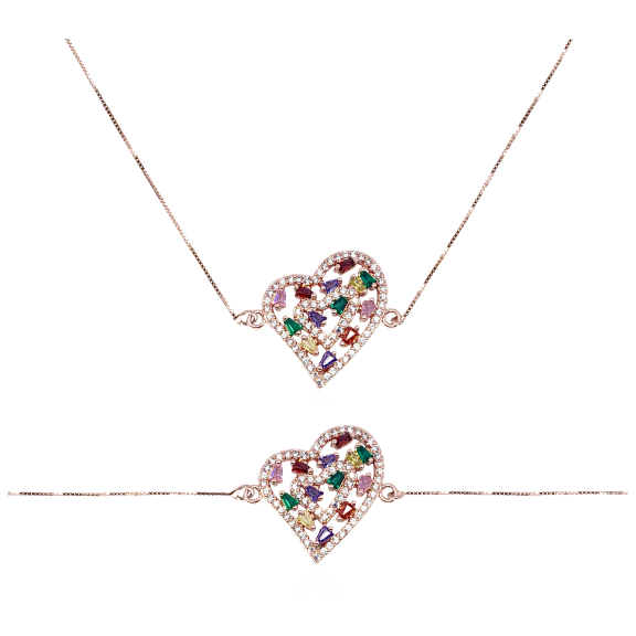 Pacific Pearls Bua Bay Soulmates 18K Gold & Swarovski Necklace & Bracelet Set