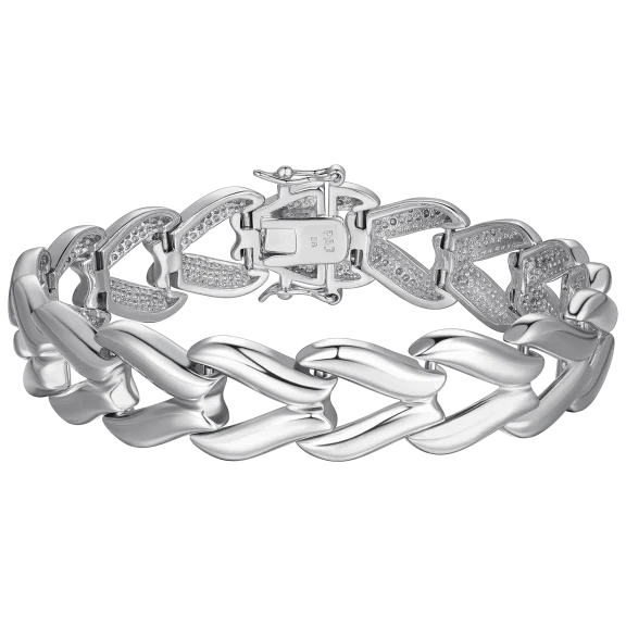 Morgan & Paige Rhodium Brass Heart Chain Link Bracelet