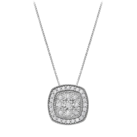 Diamond Muse 1/2 Carat TW Vintage Cushion Shape Genuine Diamond Pendant Necklace