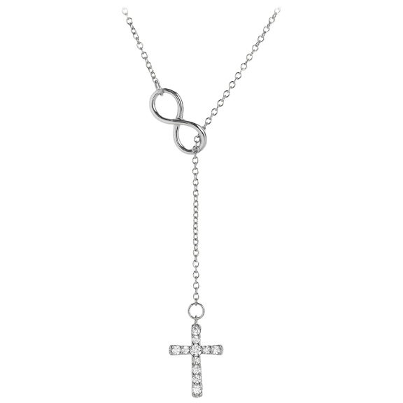 Savvy Cie 18K Adjustable Infinity Cross Lariot Necklace