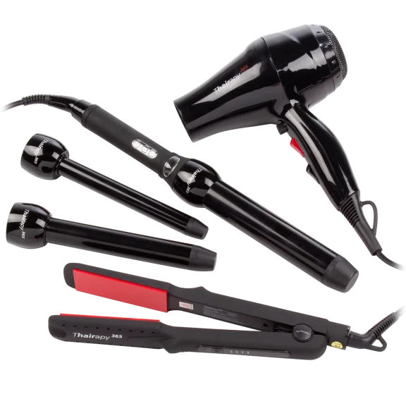 Thairapy365 Bundle: Infrared Dryer, Wet/Dry Iron, and Interchangeable Curler Set